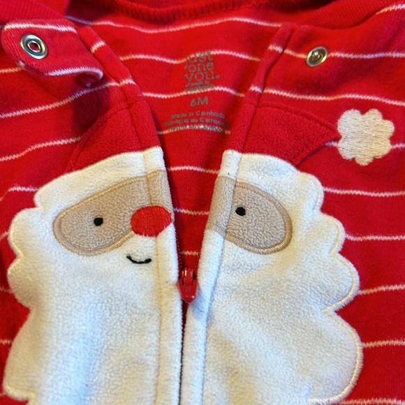 Baby Holiday One Piece Footed Zip Up Sleeper 6 Months EUC Santa Holiday - Picture 12 of 13
